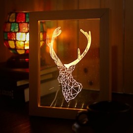 22*19*7.5CM 3 D cadre bois veilleuse cadeau créatif stéréo Led cadre lumière cadeau de noël lampe de Table lumière Led