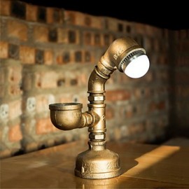 2015 industriel Steampunk personnalisé bureau tuyau lampe Led ampoule travail vanne interrupteur Vintage tuyau d'eau en métal fer Light-B013