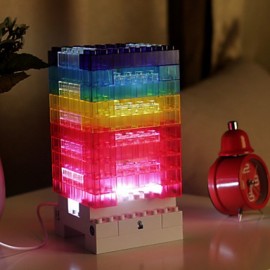 12*12*24CM créatif bricolage coloré blocs de bois Concept tactile petite veilleuse lampe lumière Led