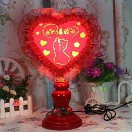 Saint-valentin en forme de coeur rouge tissu créatif mariage Articles d'ameublement pratique lampe de bureau lumière LED