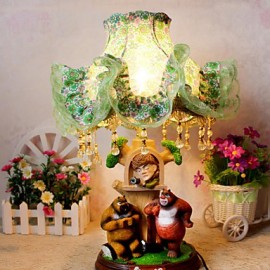 Lampe de bureau en tissu pour enfants, ours de la saint-valentin, Art de sculpter des motifs ou des dessins sur boiserie, lampe de bureau, lumière LED